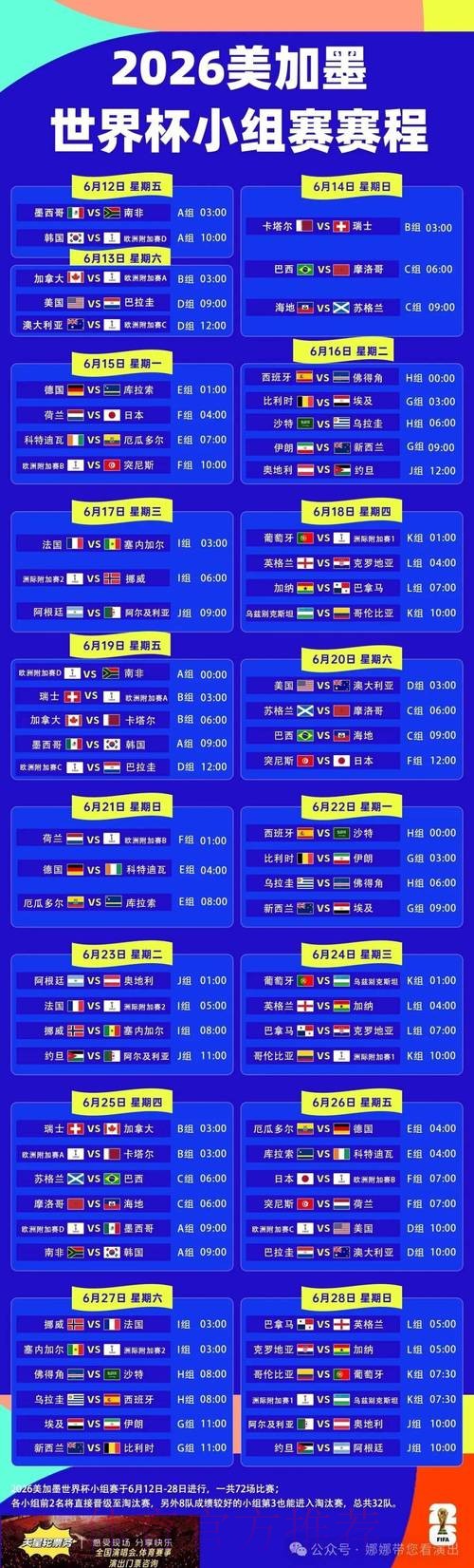 2026世界杯赛程一览实时赛程查询入口 2026世界杯赛程一览实时赛程查询入口